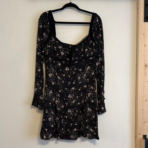 Free People Black Floral Long Sleeve Dress